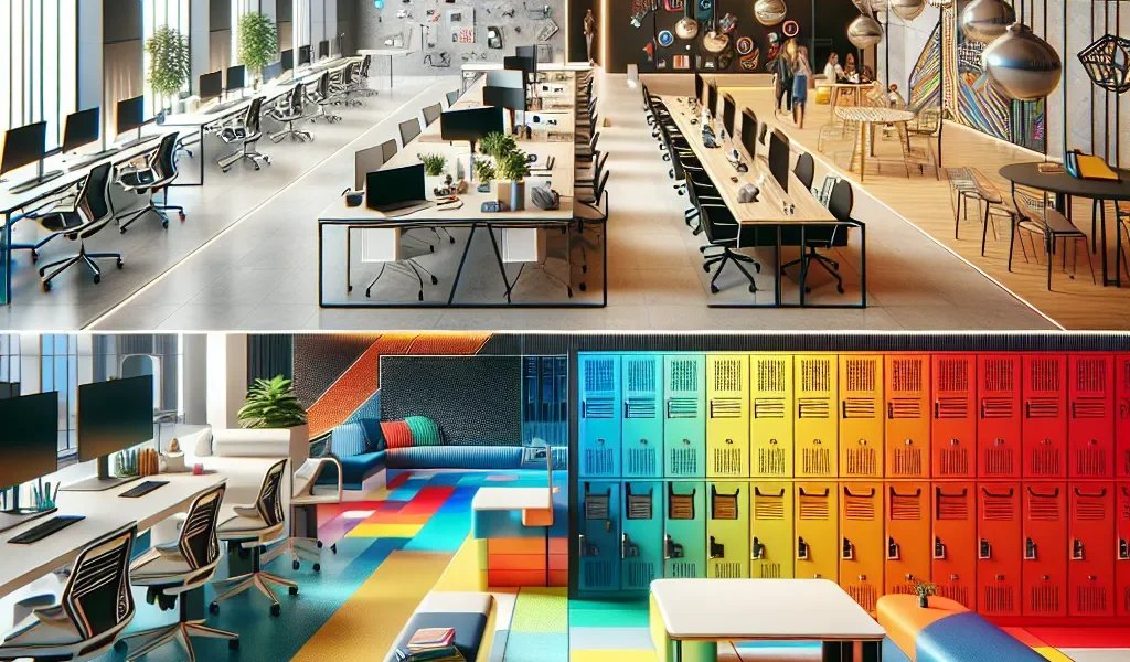 Nowoczesne przestrzenie pracy od biur po szatnie szkolne